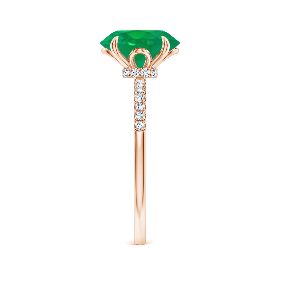 10x8mm AA Oval Emerald Hidden Halo Engagement Ring in 18K Rose Gold side 299