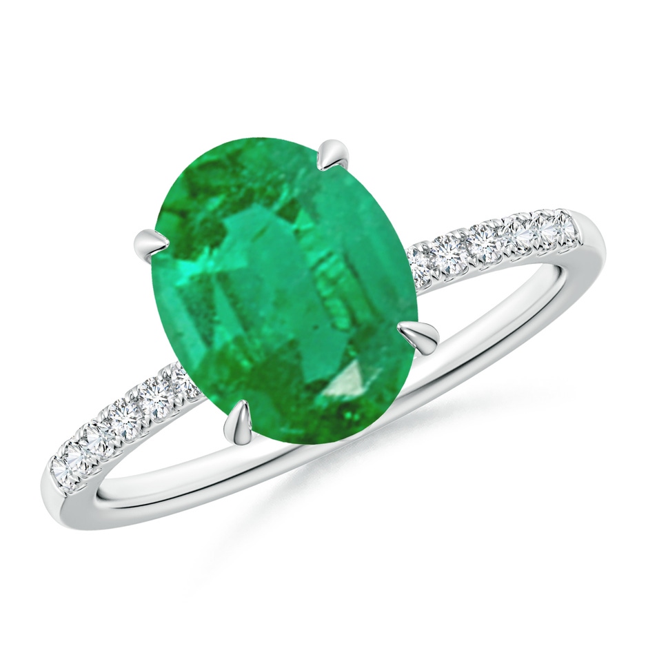 10x8mm AA Oval Emerald Hidden Halo Engagement Ring in P950 Platinum 