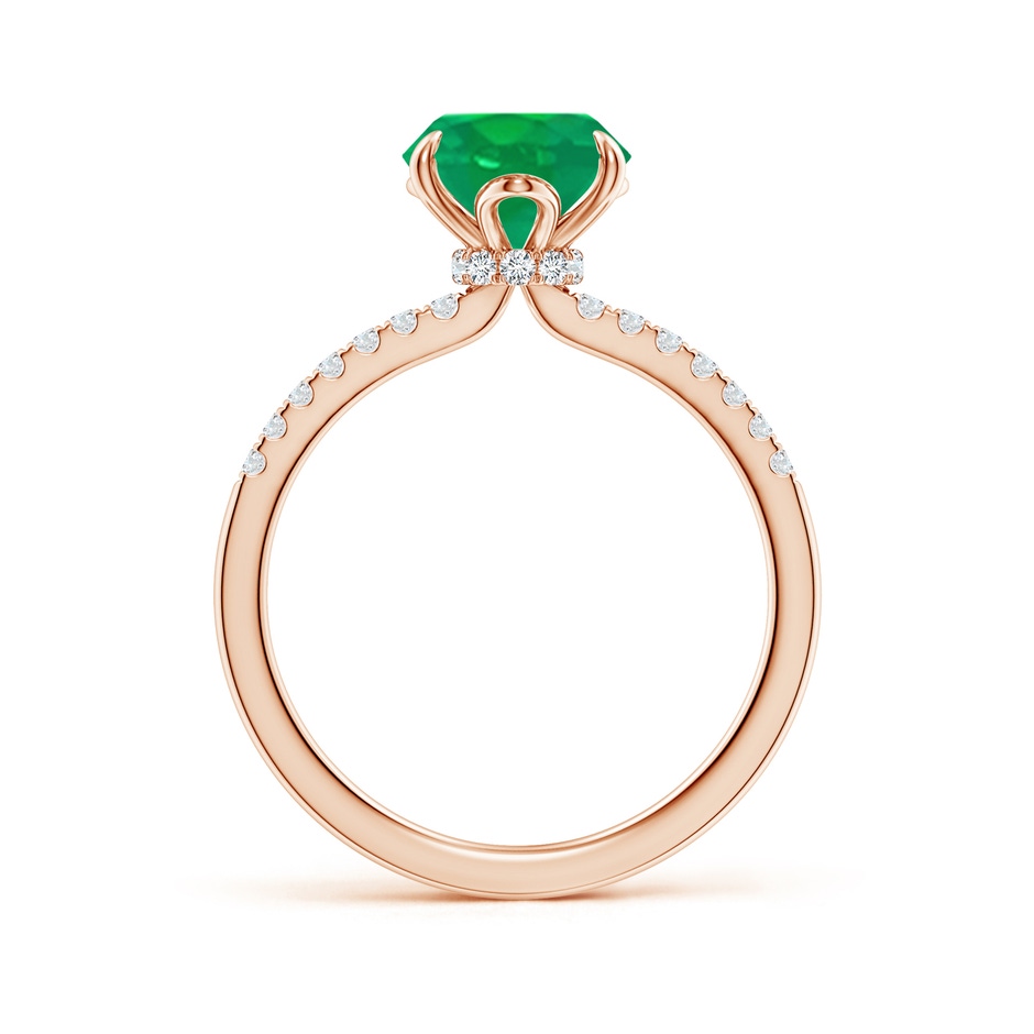 10x8mm AA Oval Emerald Hidden Halo Engagement Ring in Rose Gold side 199
