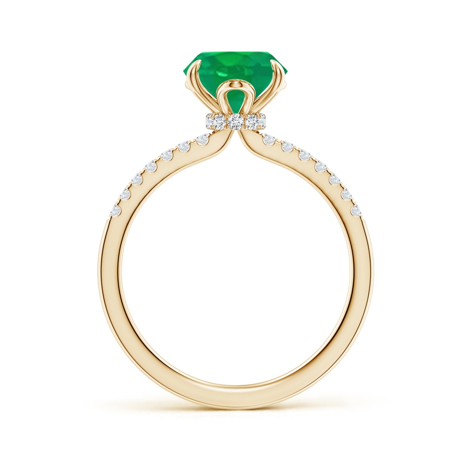 10x8mm AA Oval Emerald Hidden Halo Engagement Ring in Yellow Gold side 199