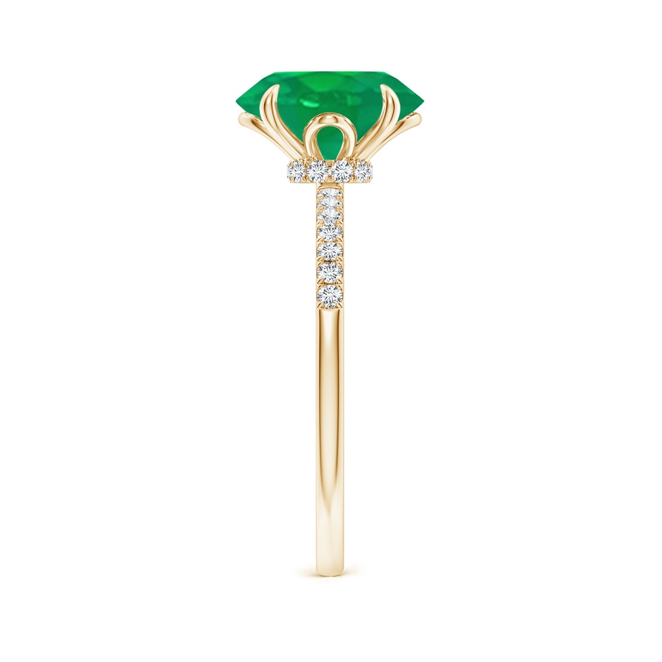 10x8mm AA Oval Emerald Hidden Halo Engagement Ring in Yellow Gold side 299