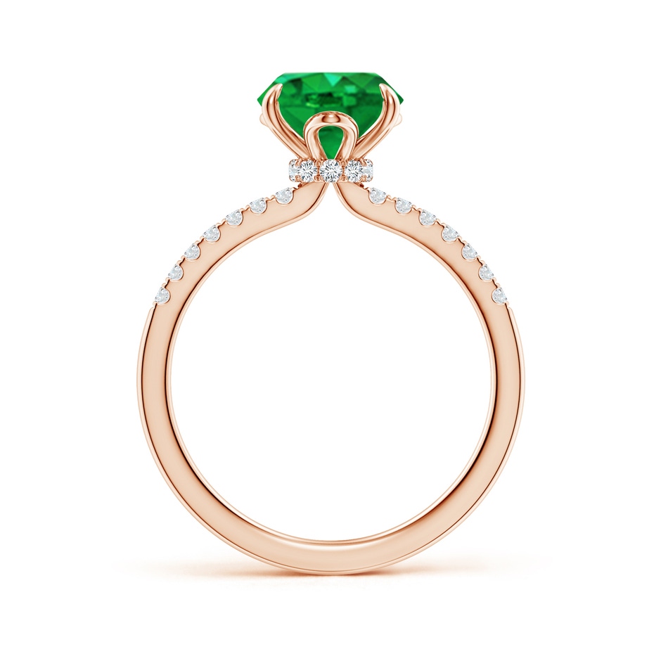 10x8mm AAA Oval Emerald Hidden Halo Engagement Ring in 18K Rose Gold side 199