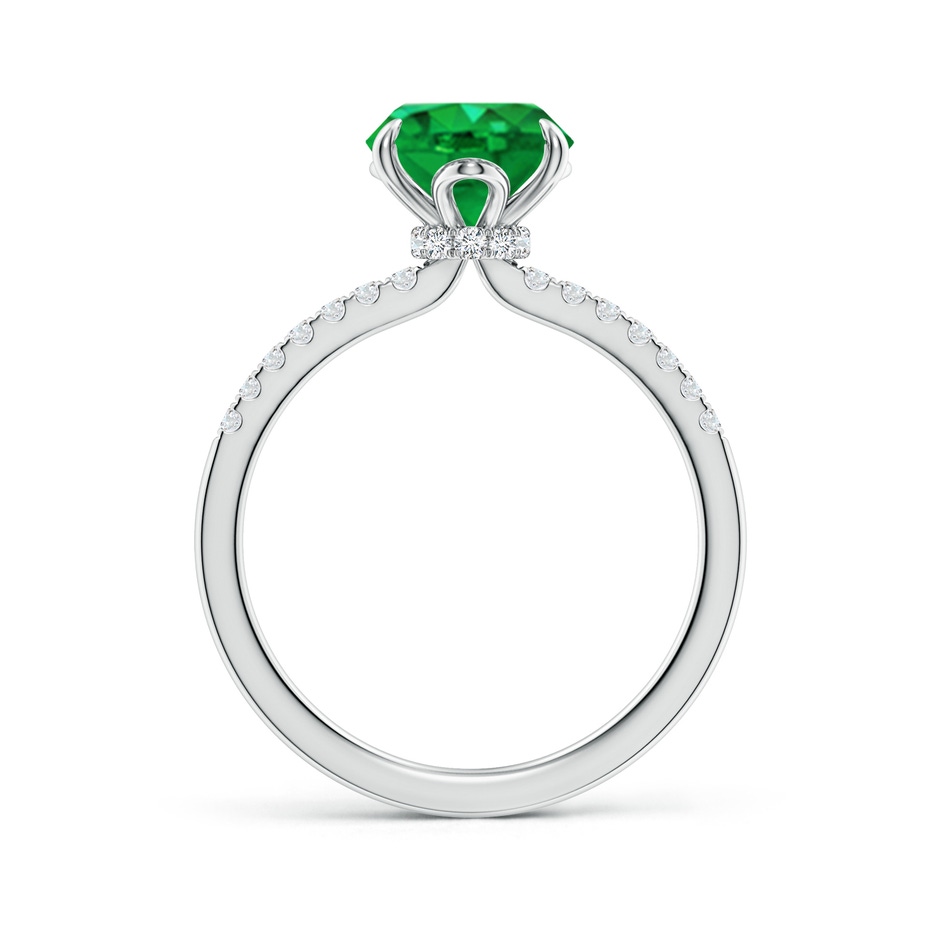 10x8mm AAA Oval Emerald Hidden Halo Engagement Ring in White Gold side 199