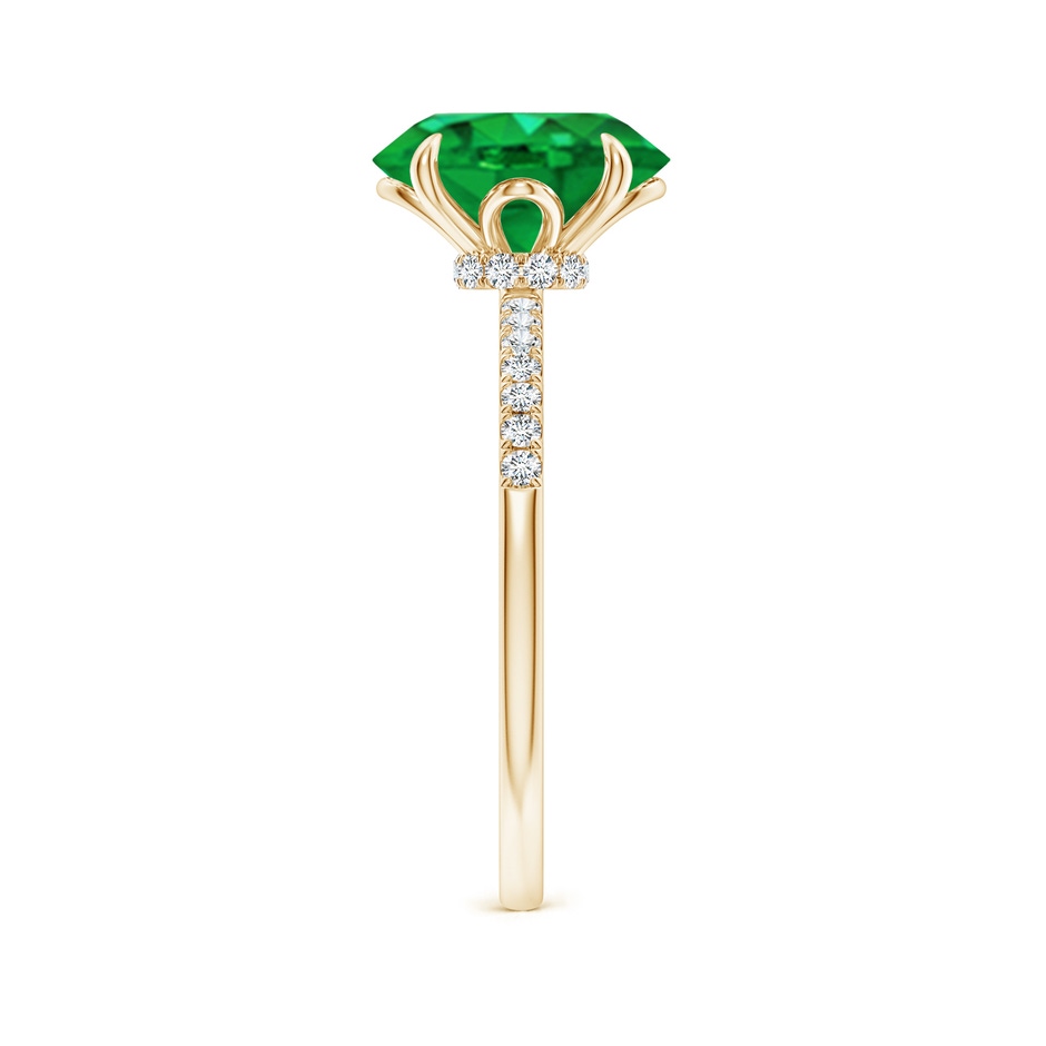 10x8mm AAA Oval Emerald Hidden Halo Engagement Ring in Yellow Gold side 299