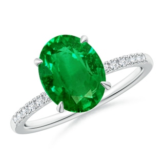 10x8mm AAAA Oval Emerald Hidden Halo Engagement Ring in P950 Platinum