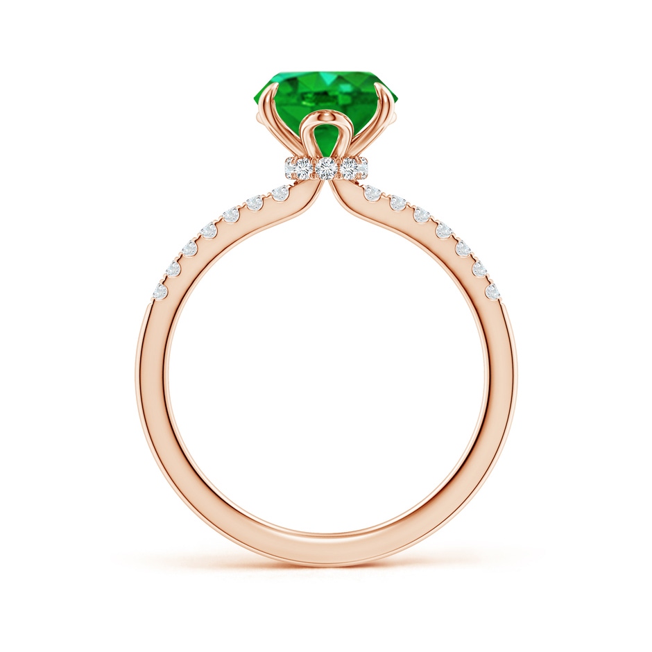 10x8mm AAAA Oval Emerald Hidden Halo Engagement Ring in Rose Gold side 199