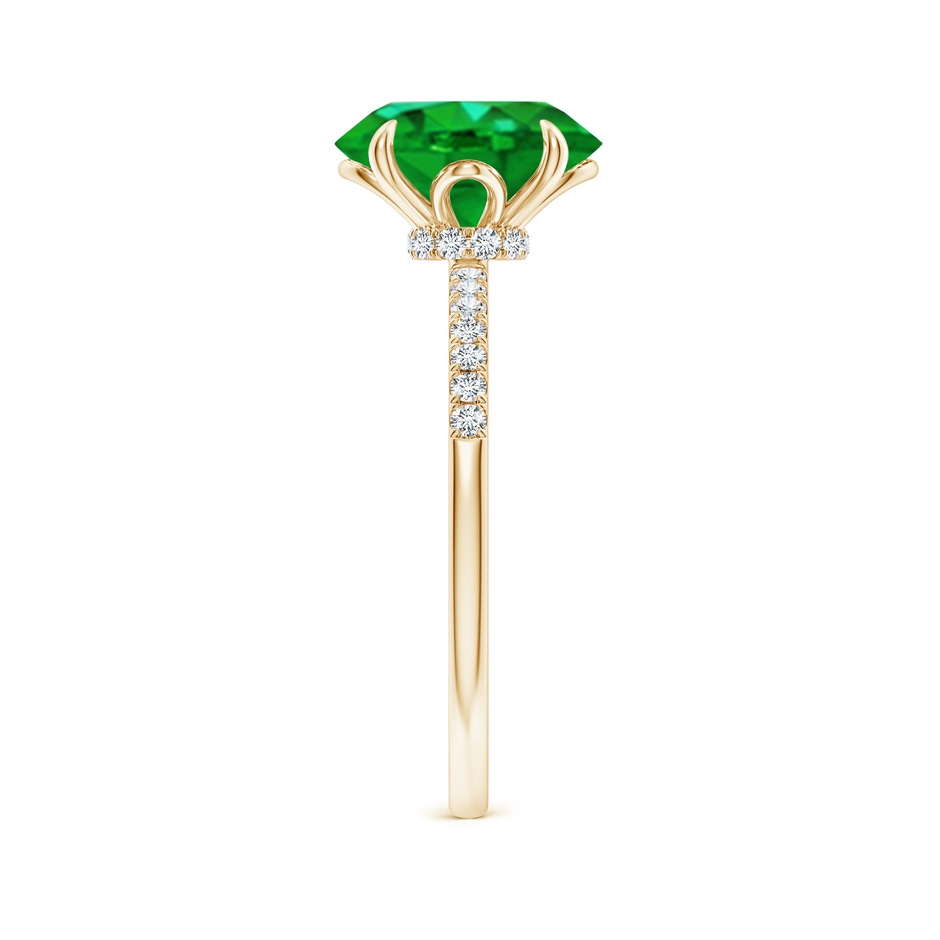 10x8mm AAAA Oval Emerald Hidden Halo Engagement Ring in Yellow Gold side 299