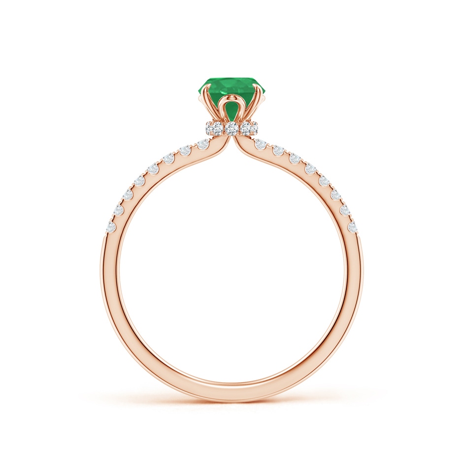 7x5mm A Oval Emerald Hidden Halo Engagement Ring in Rose Gold side 199
