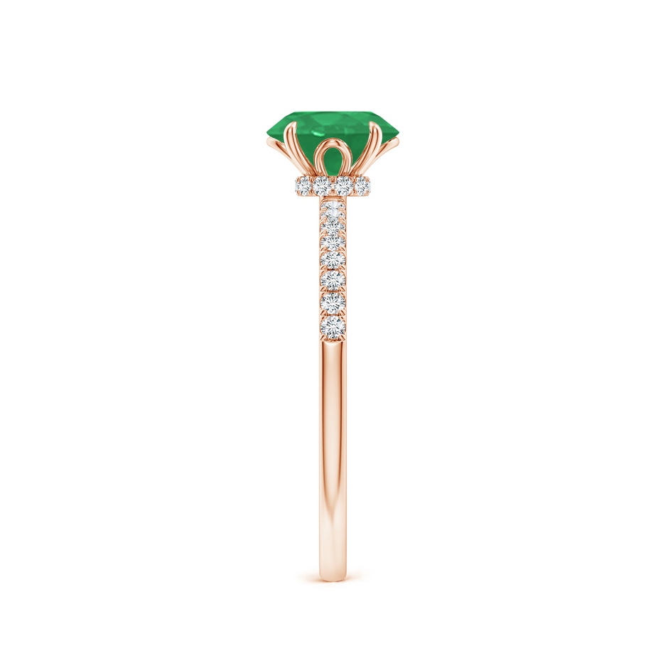 7x5mm A Oval Emerald Hidden Halo Engagement Ring in Rose Gold side 299