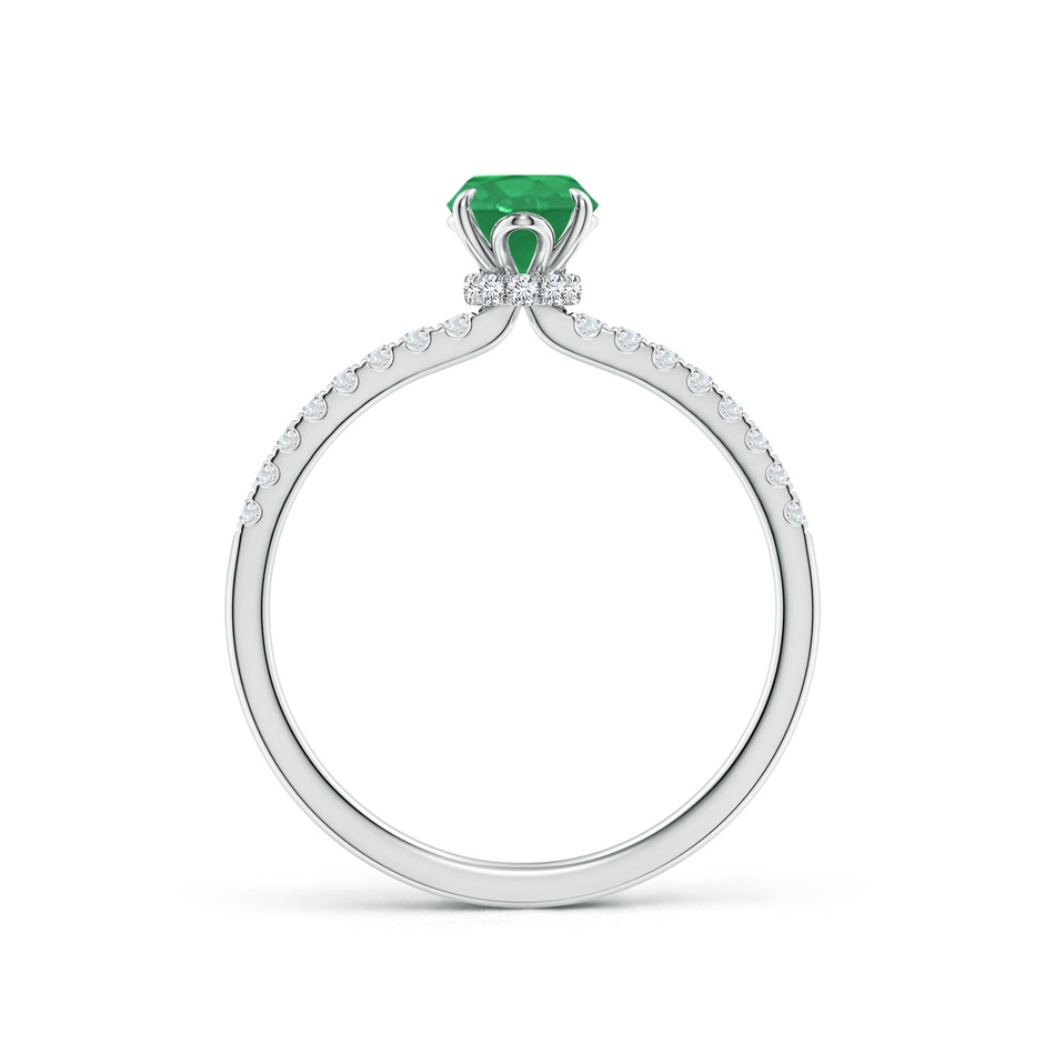 7x5mm A Oval Emerald Hidden Halo Engagement Ring in White Gold side 199