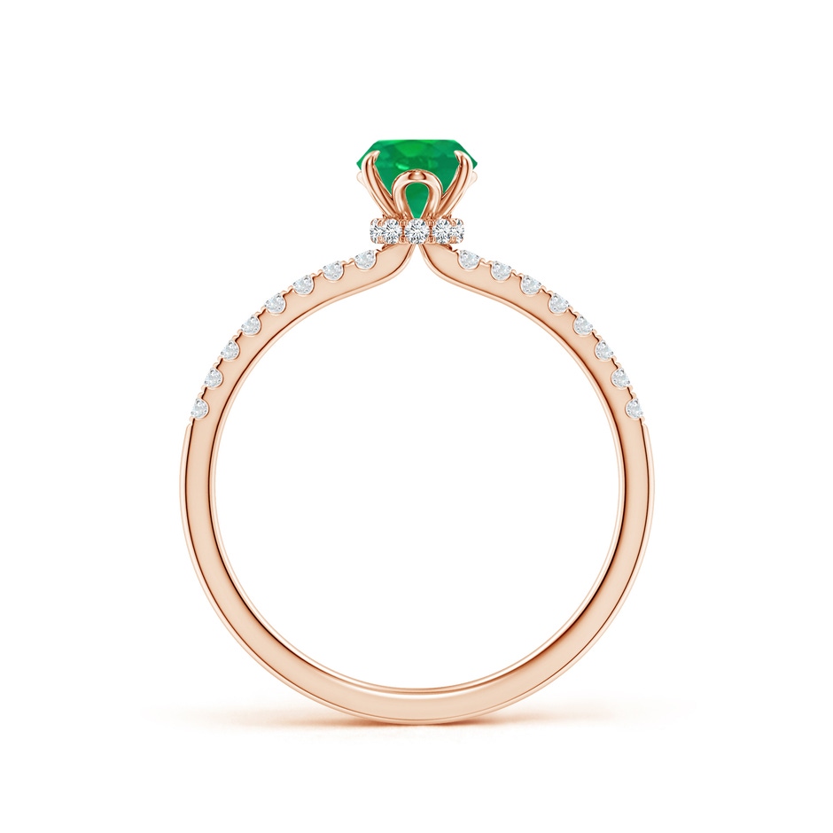 7x5mm AA Oval Emerald Hidden Halo Engagement Ring in Rose Gold side 199