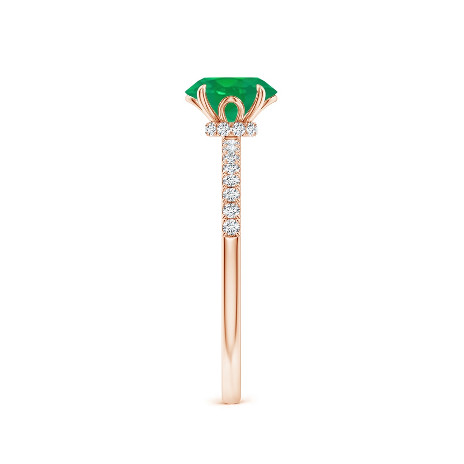 7x5mm AA Oval Emerald Hidden Halo Engagement Ring in Rose Gold side 299