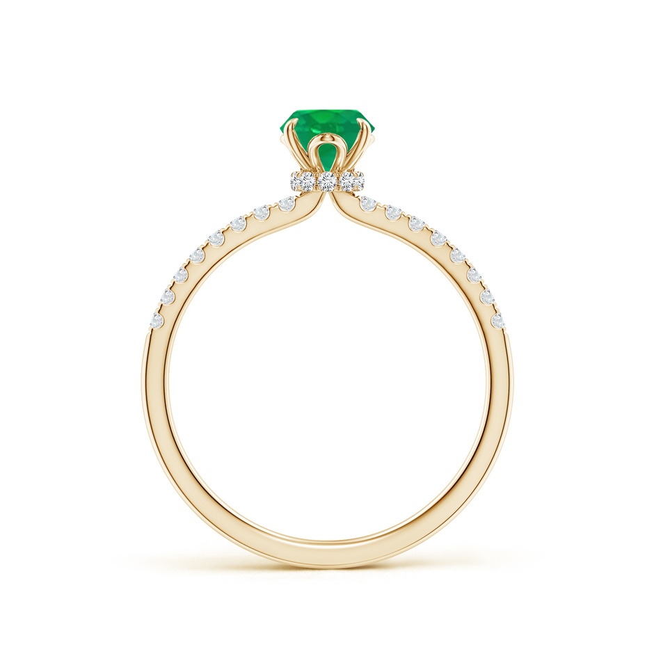 7x5mm AA Oval Emerald Hidden Halo Engagement Ring in Yellow Gold side 199