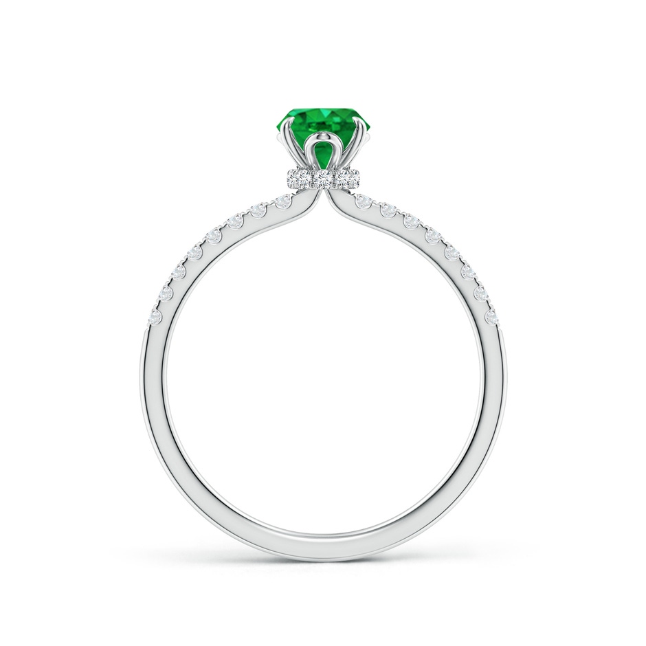 7x5mm AAA Oval Emerald Hidden Halo Engagement Ring in White Gold side 199