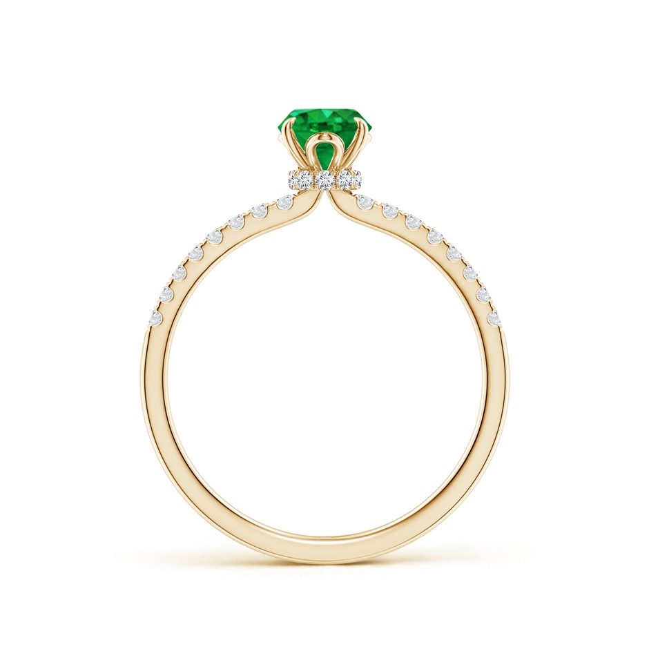 7x5mm AAA Oval Emerald Hidden Halo Engagement Ring in Yellow Gold side 199