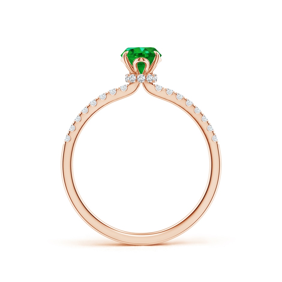 7x5mm AAAA Oval Emerald Hidden Halo Engagement Ring in Rose Gold side 199