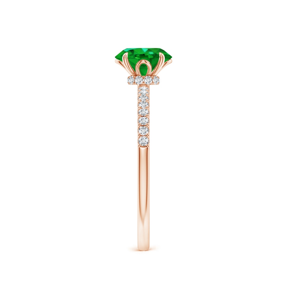 7x5mm AAAA Oval Emerald Hidden Halo Engagement Ring in Rose Gold side 299