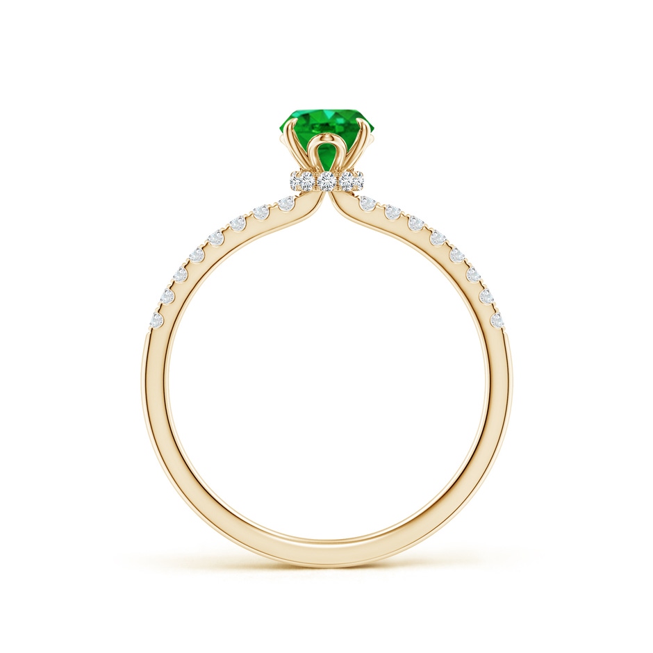 7x5mm AAAA Oval Emerald Hidden Halo Engagement Ring in Yellow Gold side 199