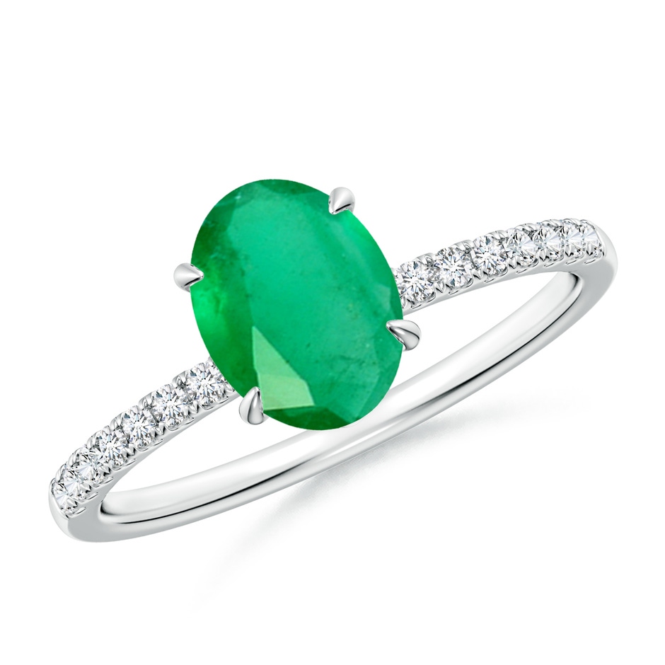 8x6mm A Oval Emerald Hidden Halo Engagement Ring in P950 Platinum 