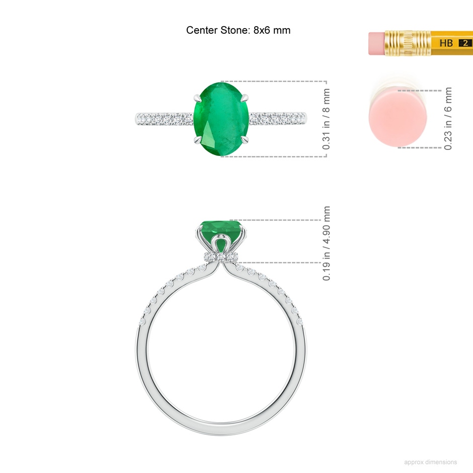 8x6mm A Oval Emerald Hidden Halo Engagement Ring in P950 Platinum ruler