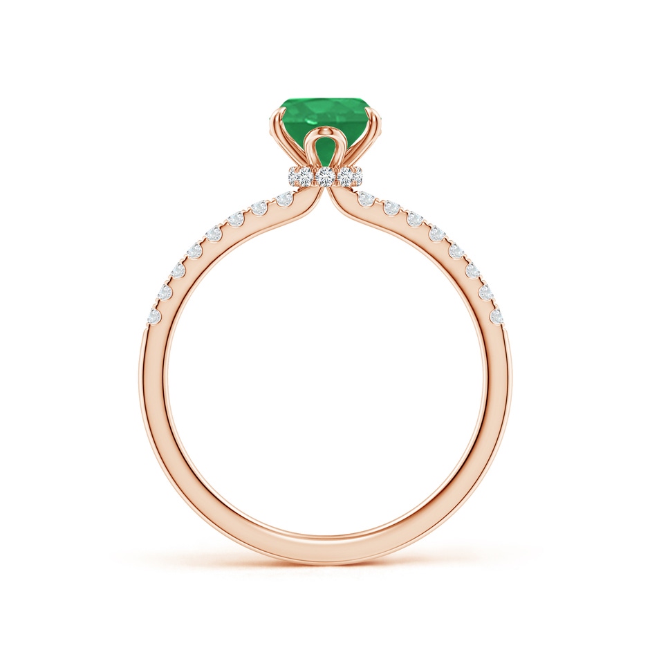 8x6mm A Oval Emerald Hidden Halo Engagement Ring in Rose Gold side 199