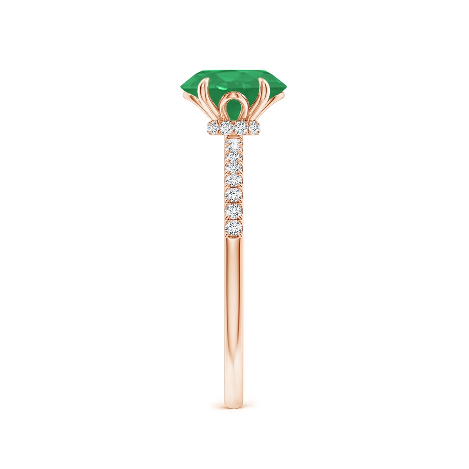 8x6mm A Oval Emerald Hidden Halo Engagement Ring in Rose Gold side 299