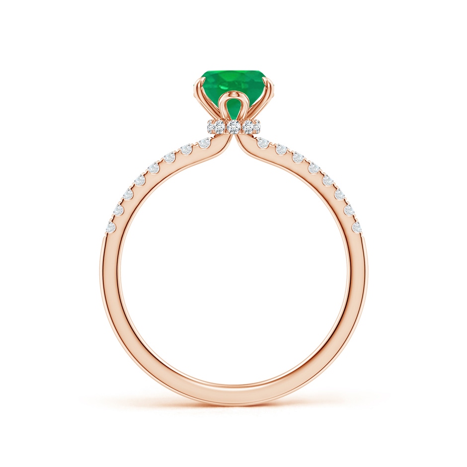 8x6mm AA Oval Emerald Hidden Halo Engagement Ring in Rose Gold side 199