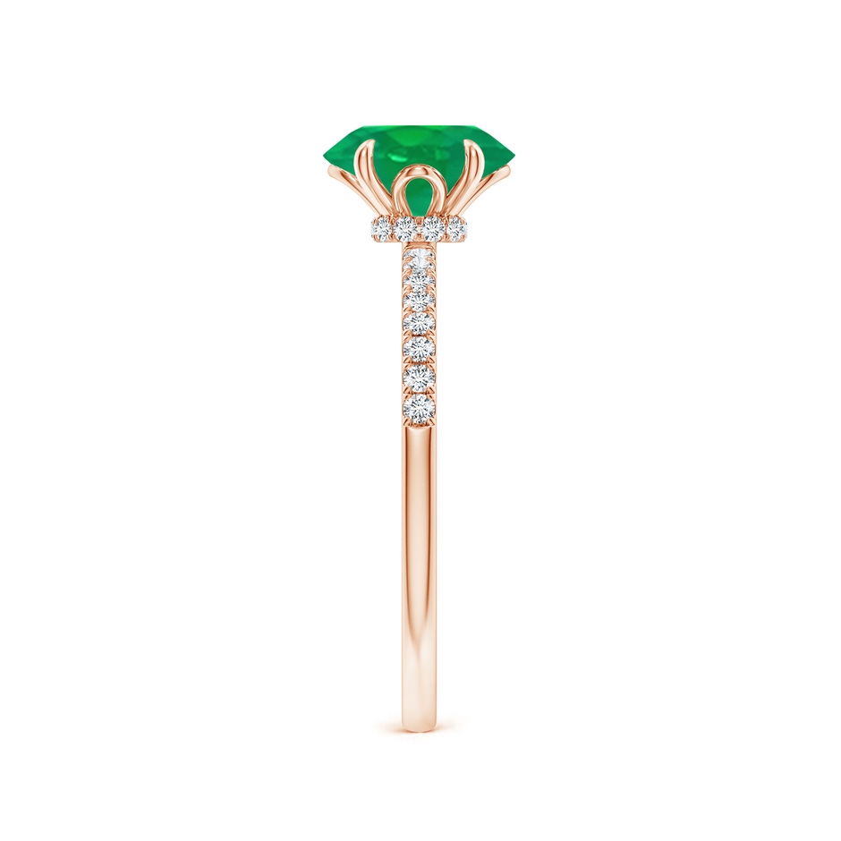 8x6mm AA Oval Emerald Hidden Halo Engagement Ring in Rose Gold side 299