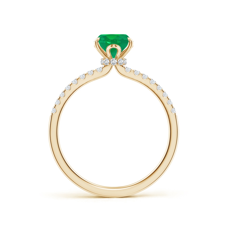 8x6mm AA Oval Emerald Hidden Halo Engagement Ring in Yellow Gold side 199