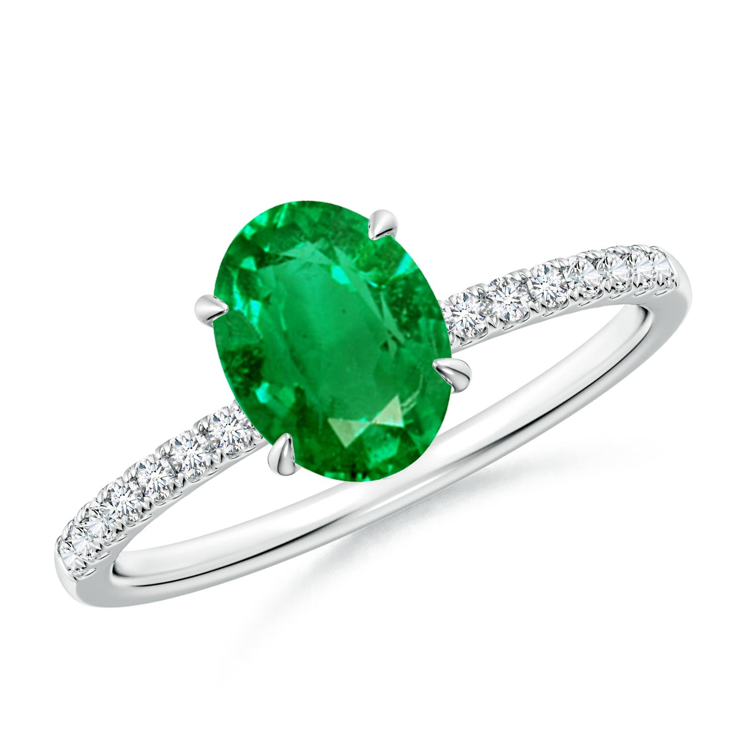 8x6mm AAA Oval Emerald Hidden Halo Engagement Ring in P950 Platinum