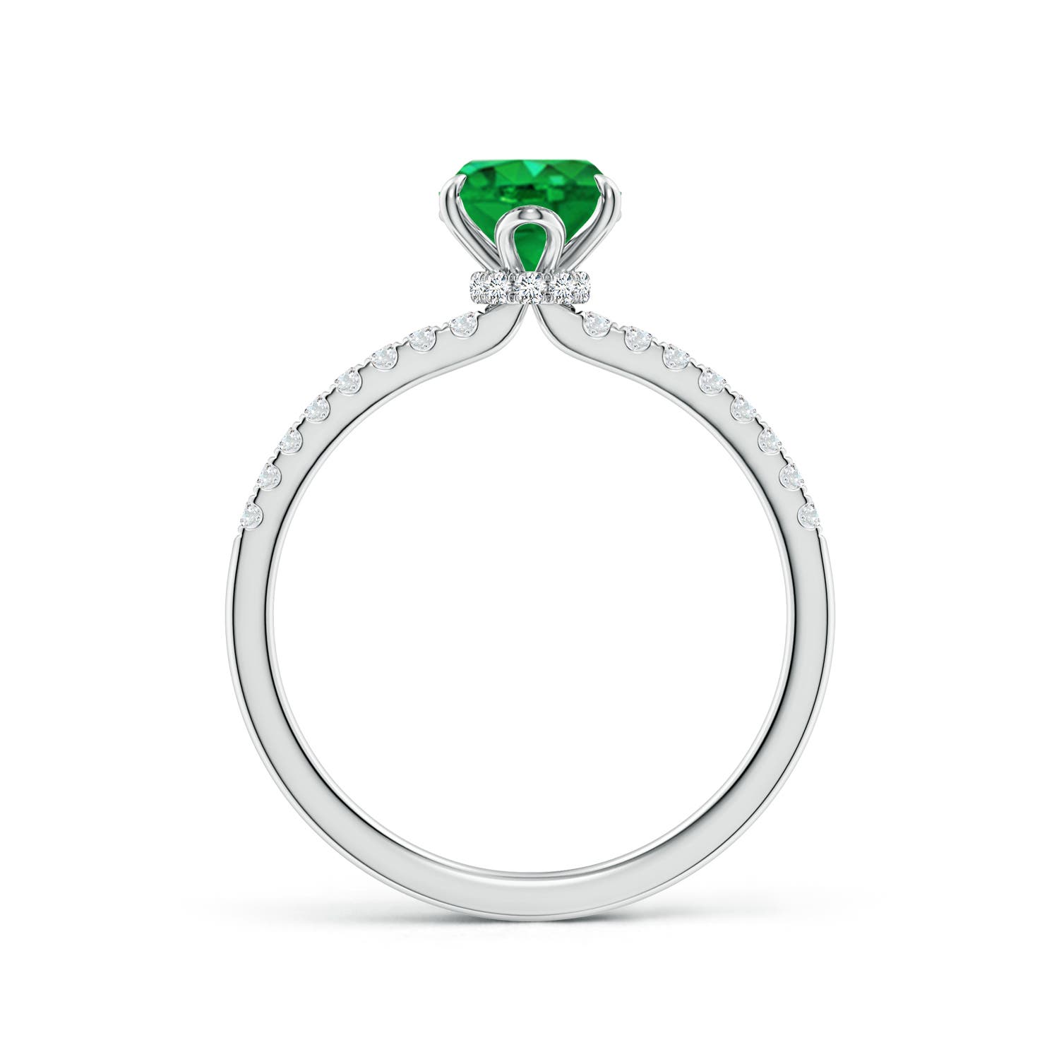 8x6mm AAA Oval Emerald Hidden Halo Engagement Ring in P950 Platinum