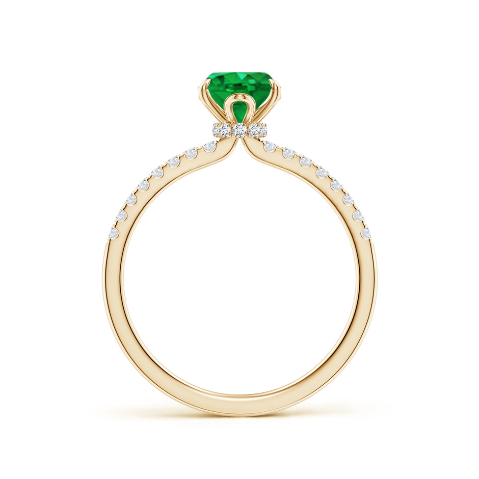 8x6mm AAA Oval Emerald Hidden Halo Engagement Ring in Yellow Gold side 199
