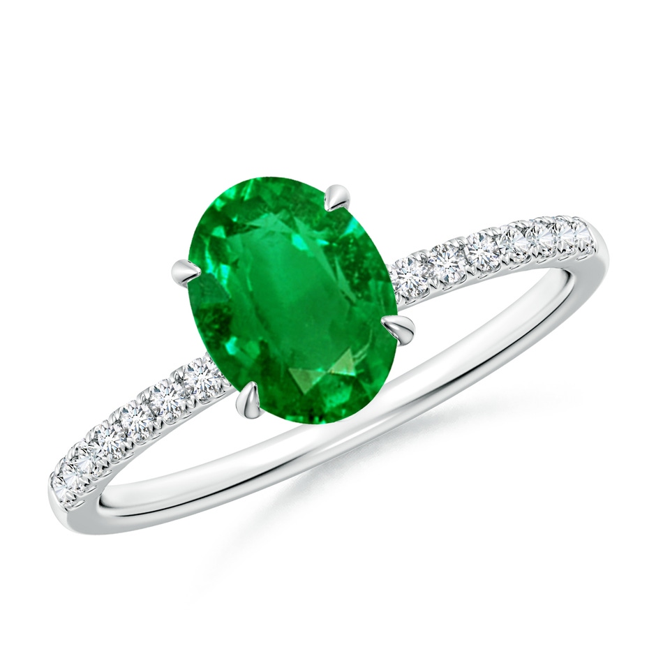 8x6mm AAAA Oval Emerald Hidden Halo Engagement Ring in P950 Platinum 
