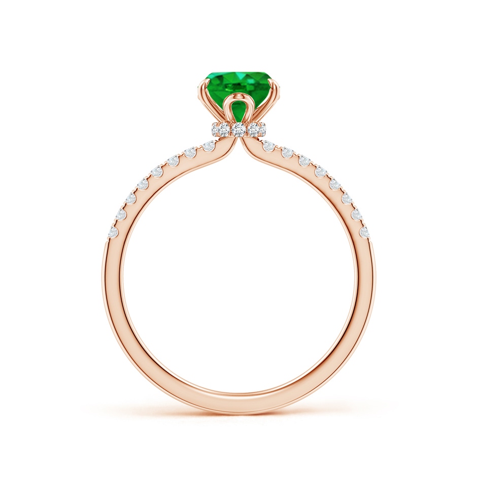 8x6mm AAAA Oval Emerald Hidden Halo Engagement Ring in Rose Gold side 199