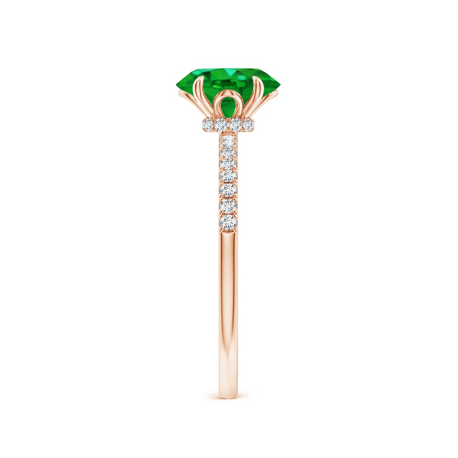 8x6mm AAAA Oval Emerald Hidden Halo Engagement Ring in Rose Gold side 299