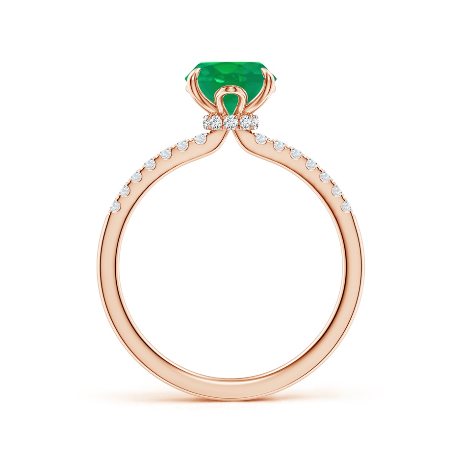 9x7mm AA Oval Emerald Hidden Halo Engagement Ring in Rose Gold side 199