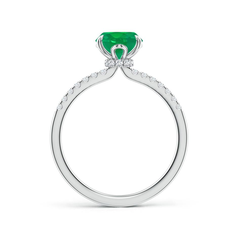 9x7mm AA Oval Emerald Hidden Halo Engagement Ring in White Gold side 199