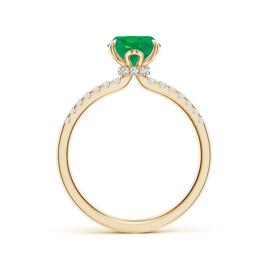 9x7mm AA Oval Emerald Hidden Halo Engagement Ring in Yellow Gold side 199