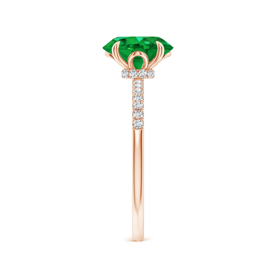 9x7mm AAA Oval Emerald Hidden Halo Engagement Ring in Rose Gold side 299
