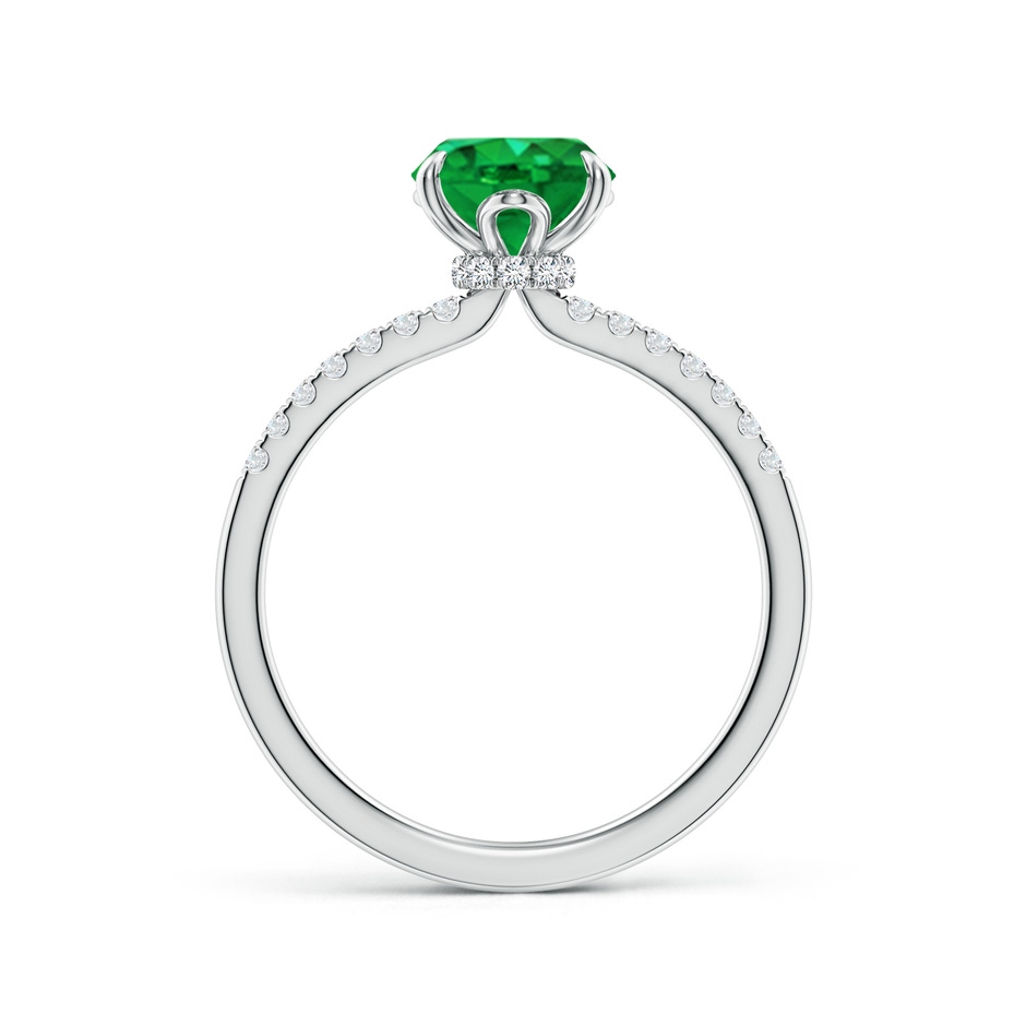 9x7mm AAA Oval Emerald Hidden Halo Engagement Ring in White Gold side 199