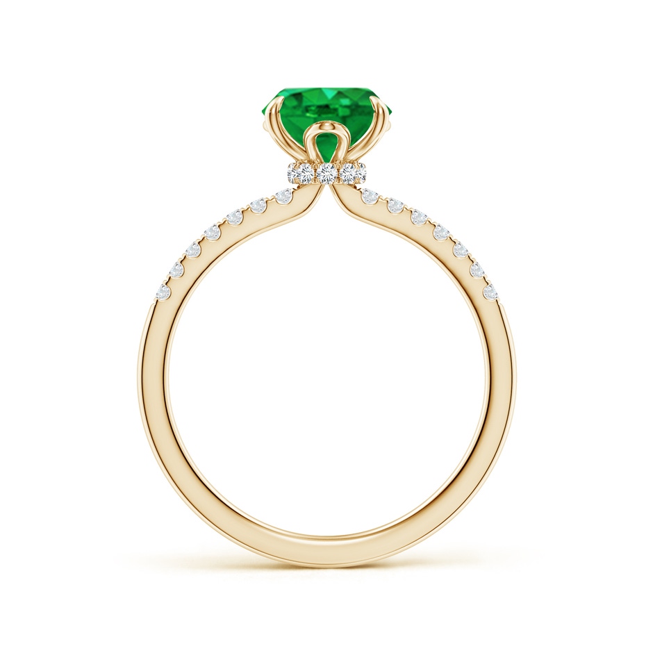 9x7mm AAA Oval Emerald Hidden Halo Engagement Ring in Yellow Gold side 199