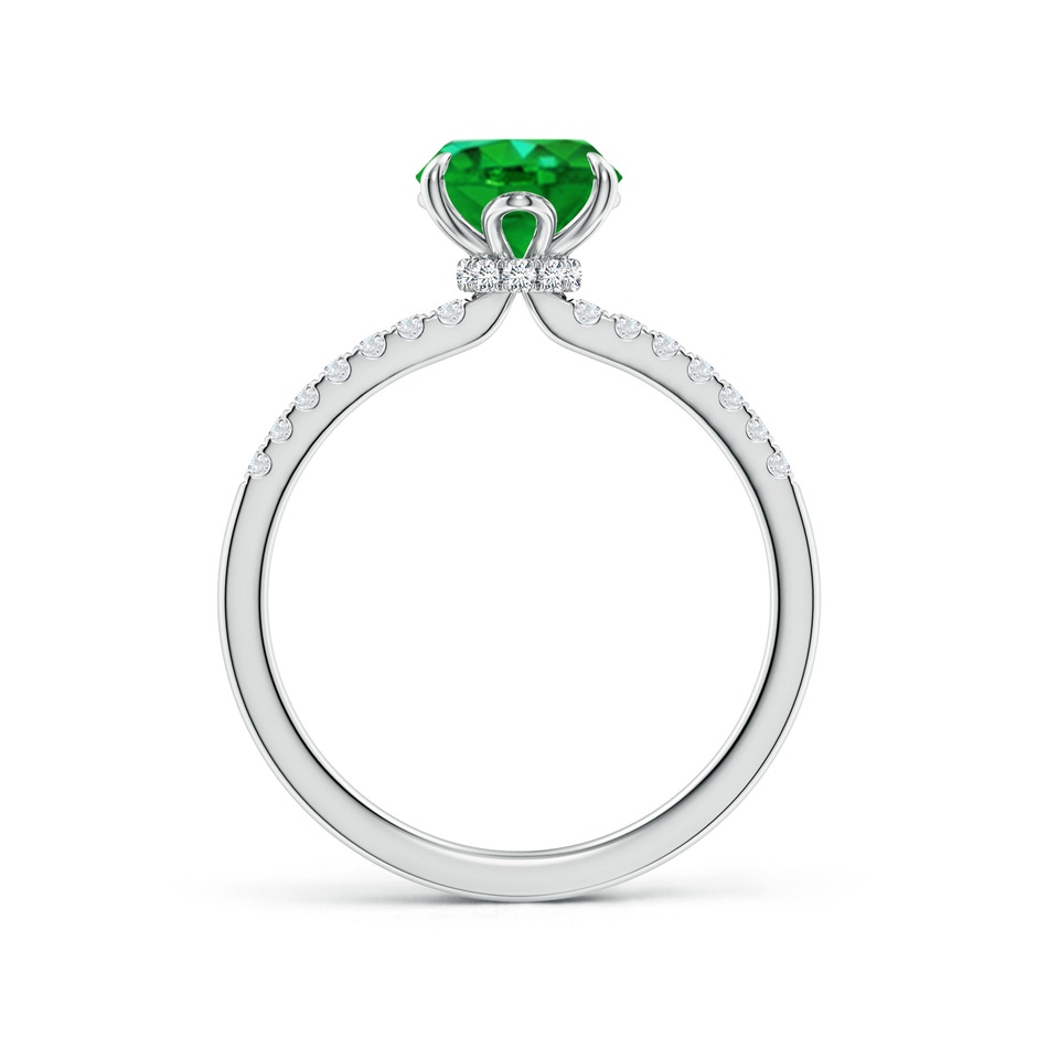 9x7mm AAAA Oval Emerald Hidden Halo Engagement Ring in P950 Platinum side 199