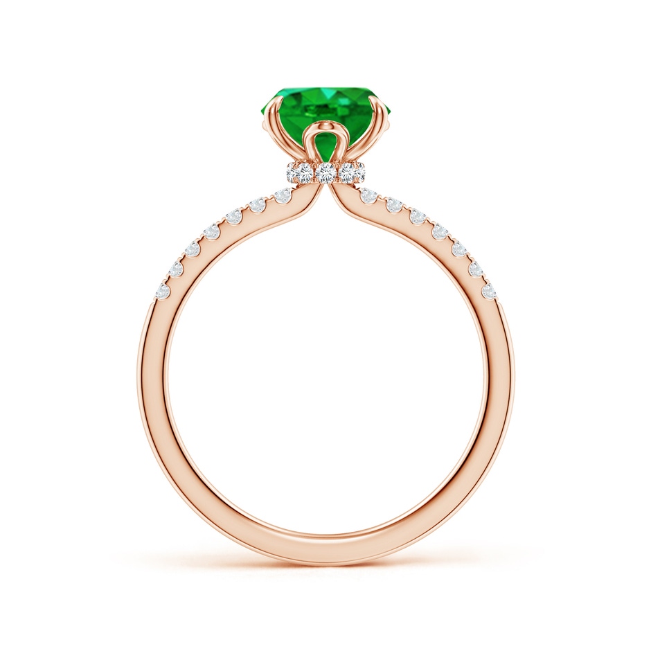 9x7mm AAAA Oval Emerald Hidden Halo Engagement Ring in Rose Gold side 199