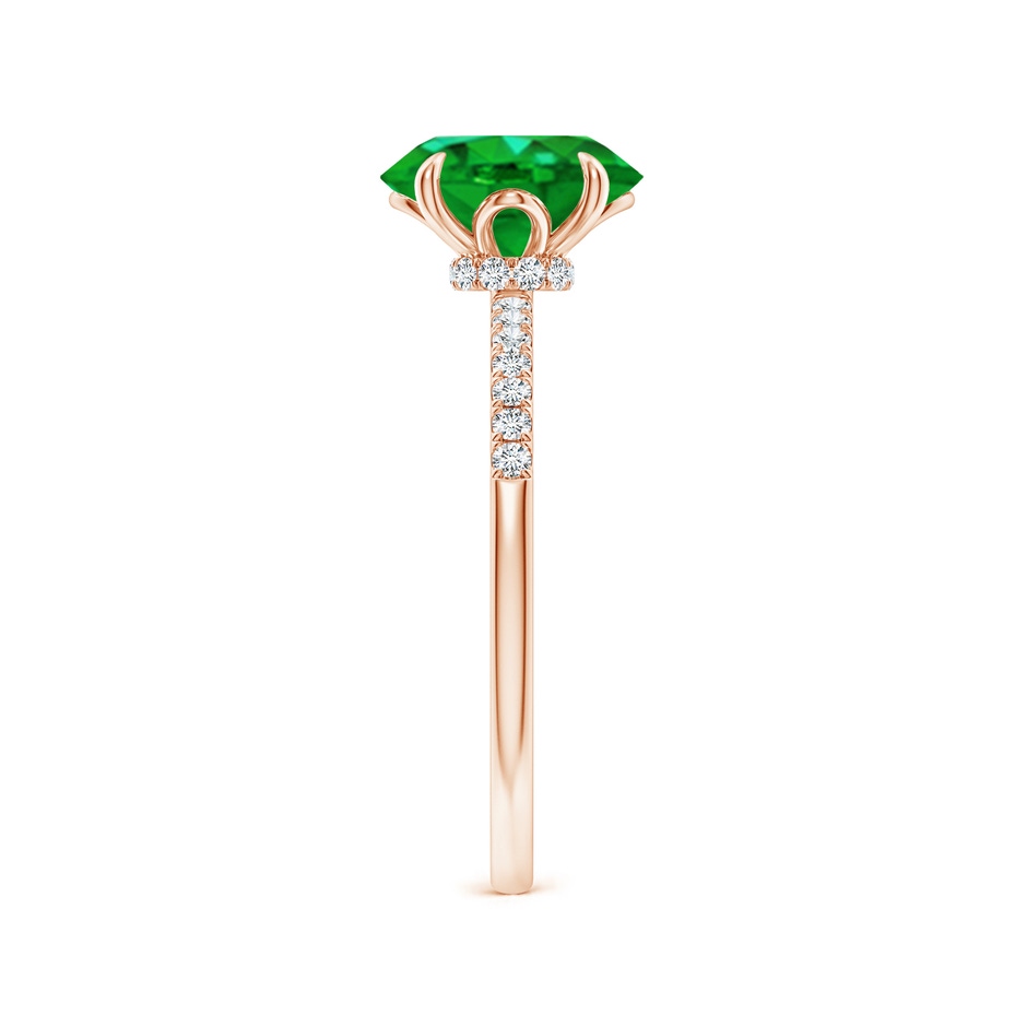 9x7mm AAAA Oval Emerald Hidden Halo Engagement Ring in Rose Gold side 299