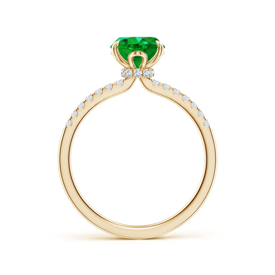 9x7mm AAAA Oval Emerald Hidden Halo Engagement Ring in Yellow Gold side 199