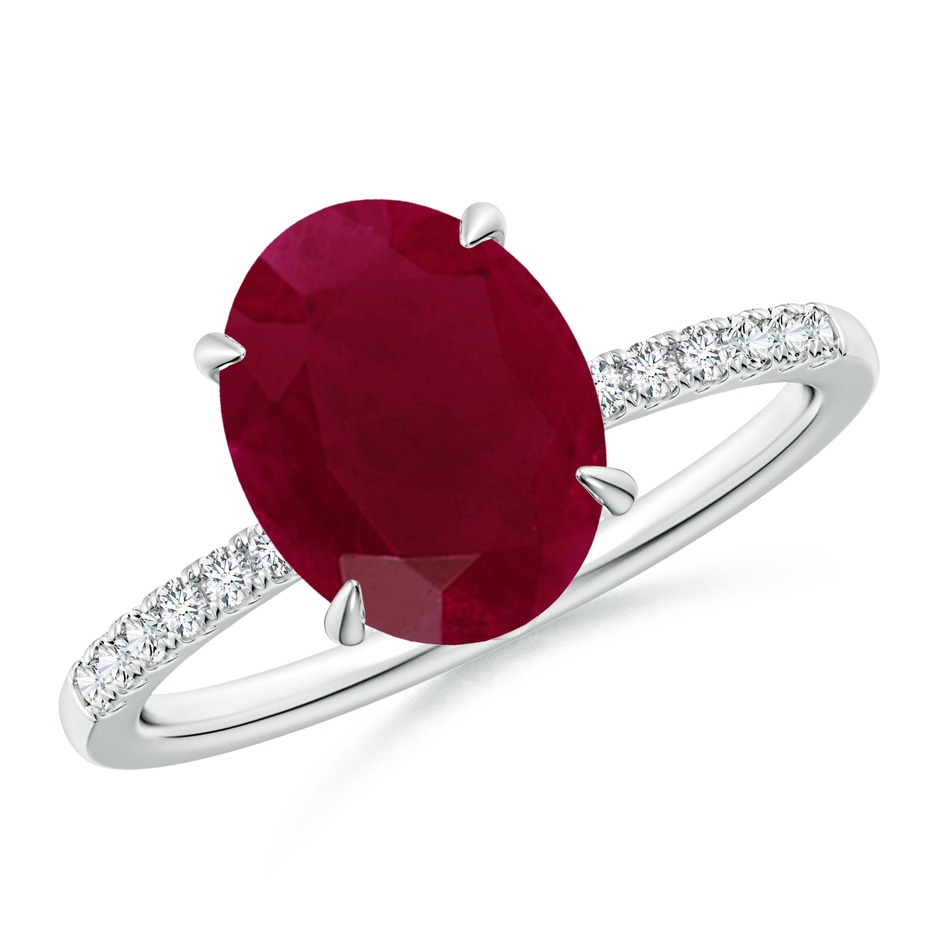10x8mm A Oval Ruby Hidden Halo Engagement Ring in P950 Platinum 