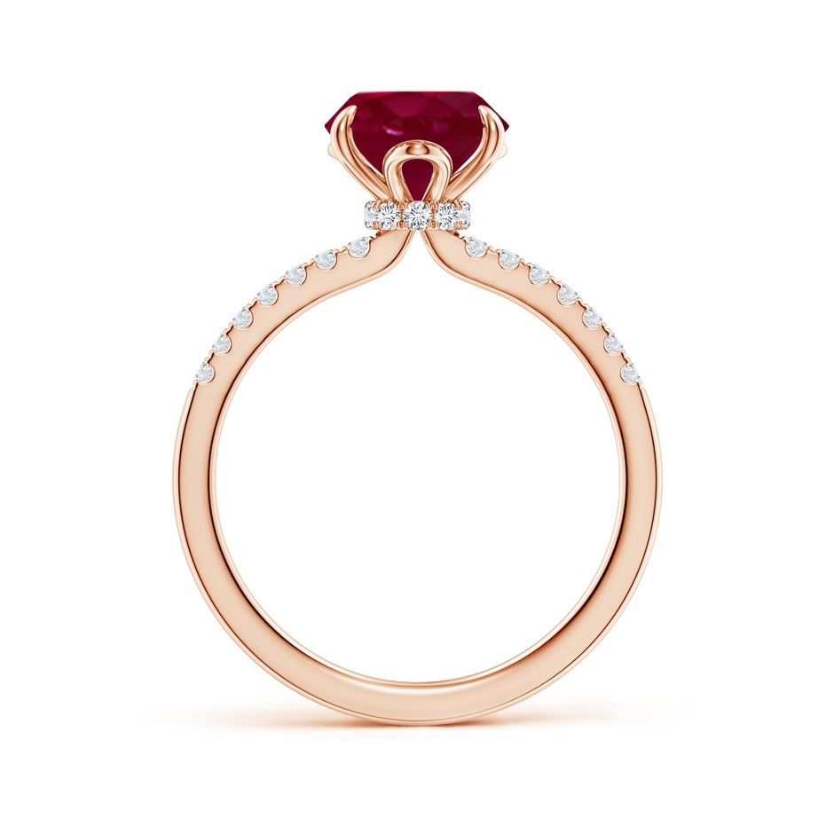 10x8mm A Oval Ruby Hidden Halo Engagement Ring in Rose Gold side 199