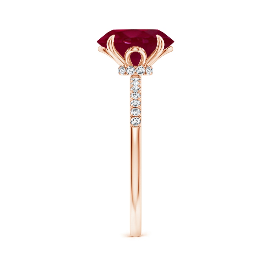 10x8mm A Oval Ruby Hidden Halo Engagement Ring in Rose Gold side 299