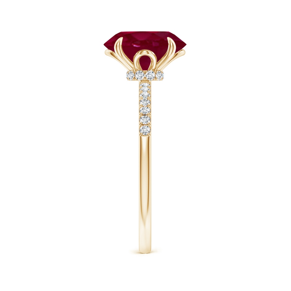 10x8mm A Oval Ruby Hidden Halo Engagement Ring in Yellow Gold side 299