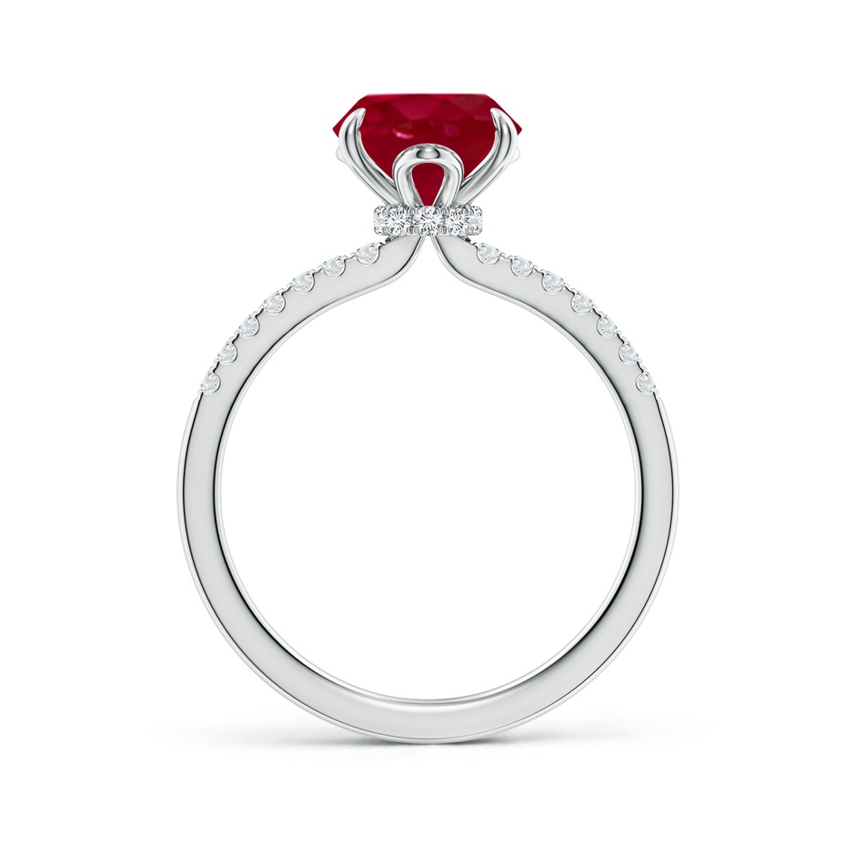 10x8mm AA Oval Ruby Hidden Halo Engagement Ring in 18K White Gold side 199